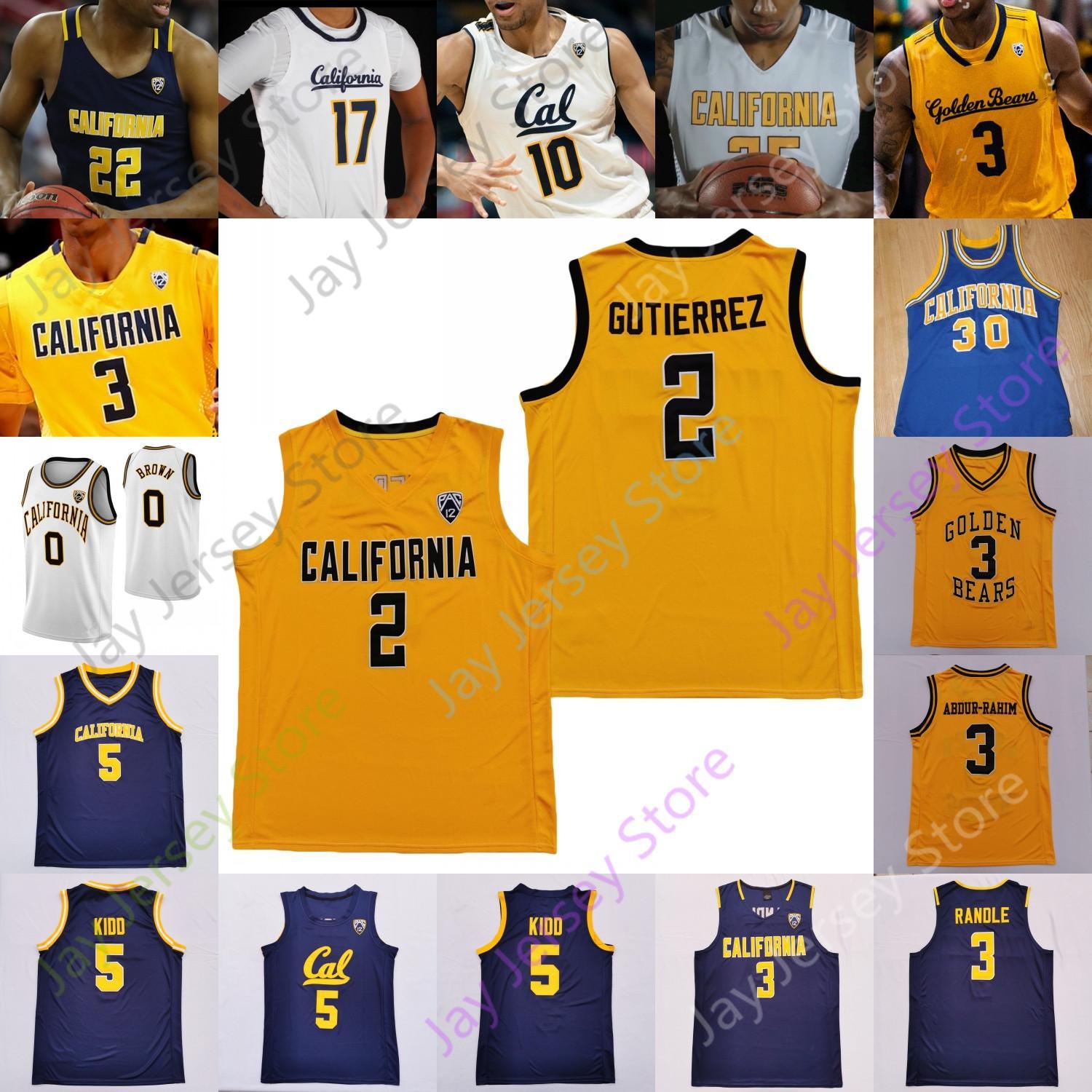 

California Golden Bears Basketball Jersey NCAA College Brown Kidd Matt Bradley Paris Austin Kareem South Anticevich Shareef Abdur-Rahim, Blue