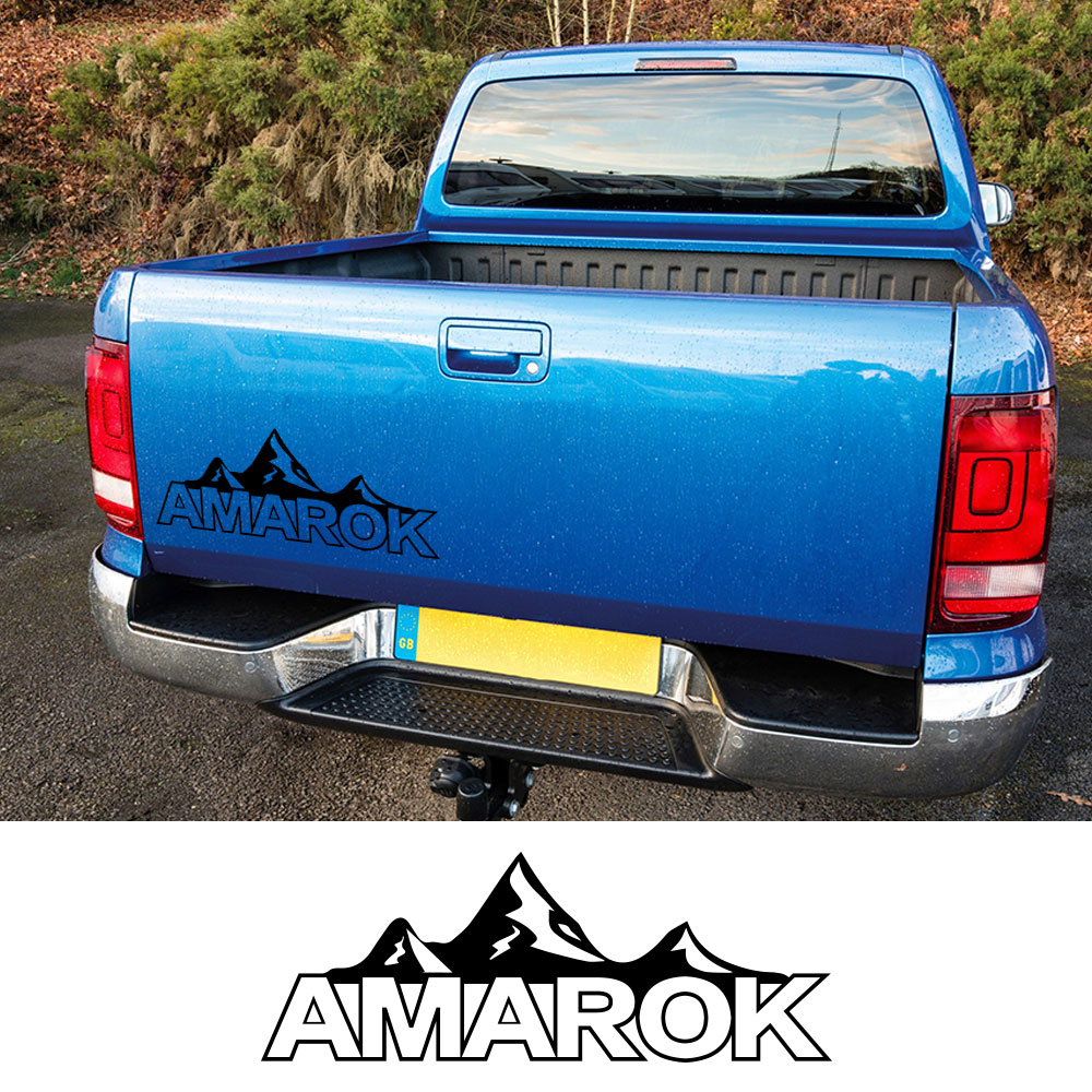 

OFK Pickup Rear Tailgate Door Sticker For Volkswagen VW Amarok Truck Graphic Mountain Decor Decal Film Cover Auto Accessories., Glossy black