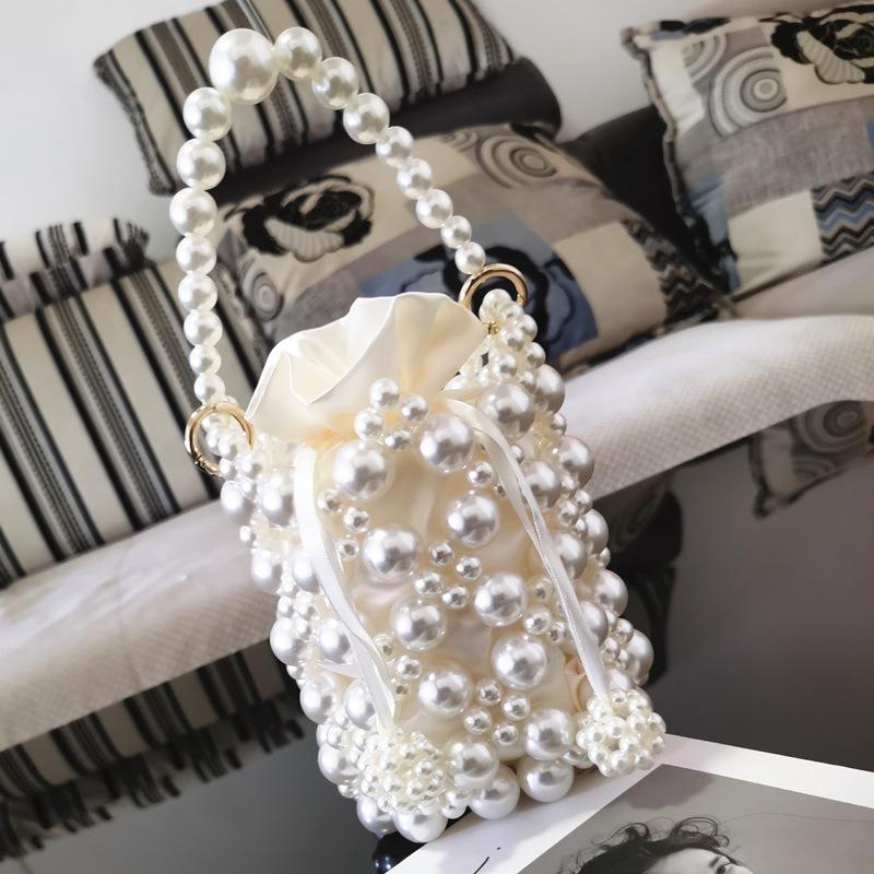 

Evening Bags Pearl Women Female Messenger Bag Handmade Beaded Bucket Super Fairy Fashion Handbag 01-SB-xqslst