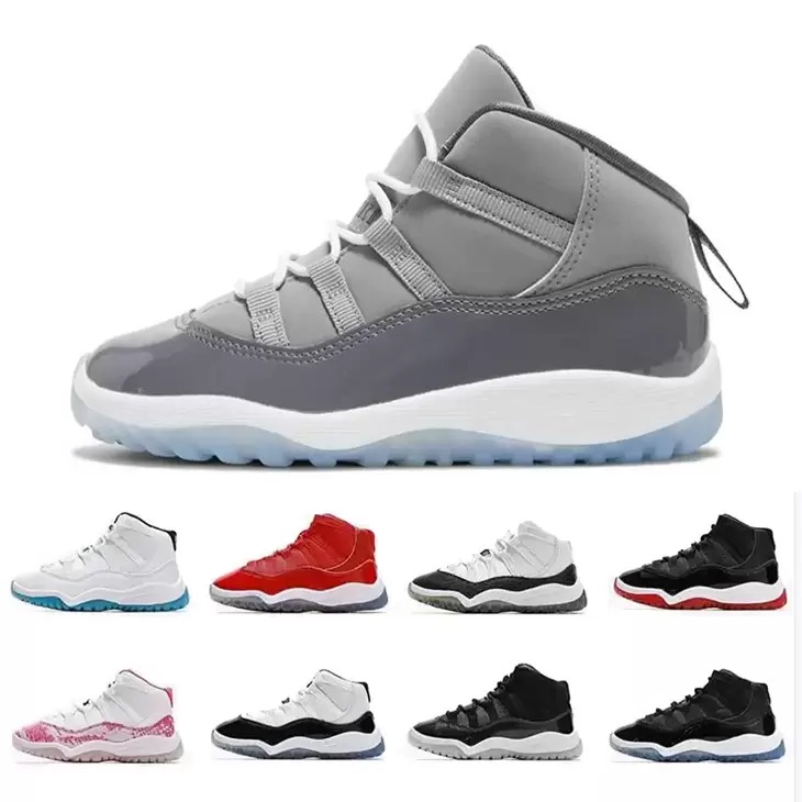 

Kids Shoes 11s TD Cool Grey 11 XI Sneaker Concord Space Jam Metallic Silver Pink Snakeskin Bred Legend Blue 72-10 Children Boys Girls Child Basketball Shoe 28-35