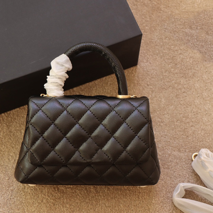 

2022SsW Classic Mini Flap Caviar Top handle Totes Bags Calfskin Real Leather Multi Pochette Gold Metal Hardware Matelasse Chain Crossbody Shoulder Handbags 19*14CM, Box