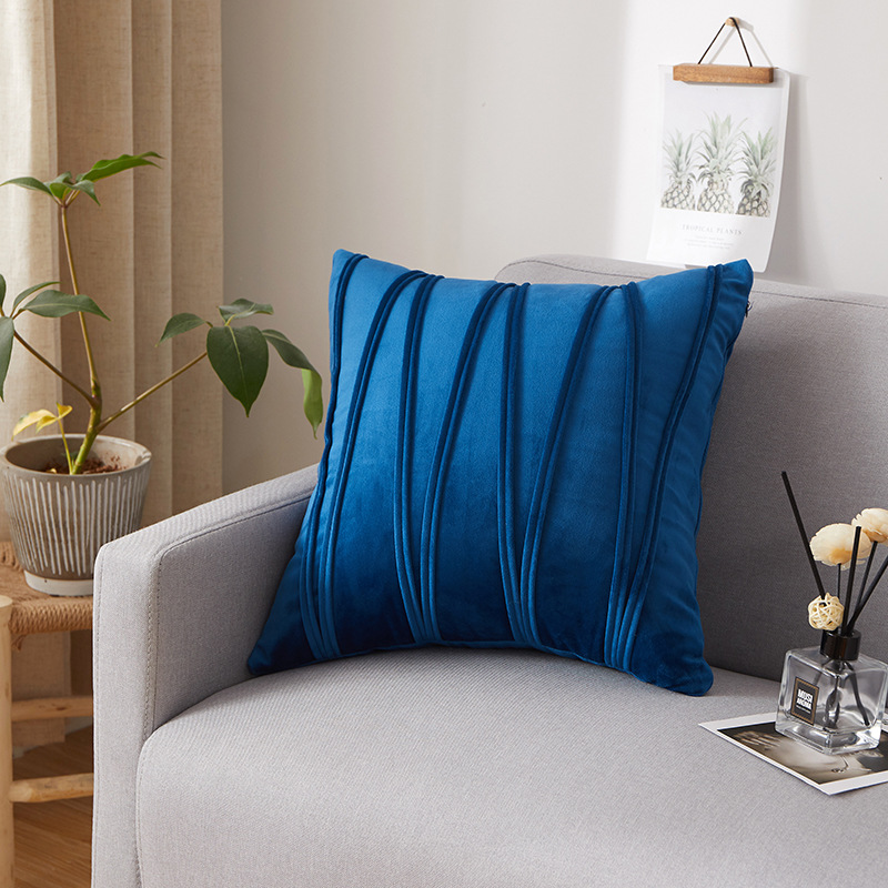 45x45cm Dutch velvet Decorative Pillow pressure line solid color pillows -containing sofa cushion home living room backbone waist pillow slides-image-783751260