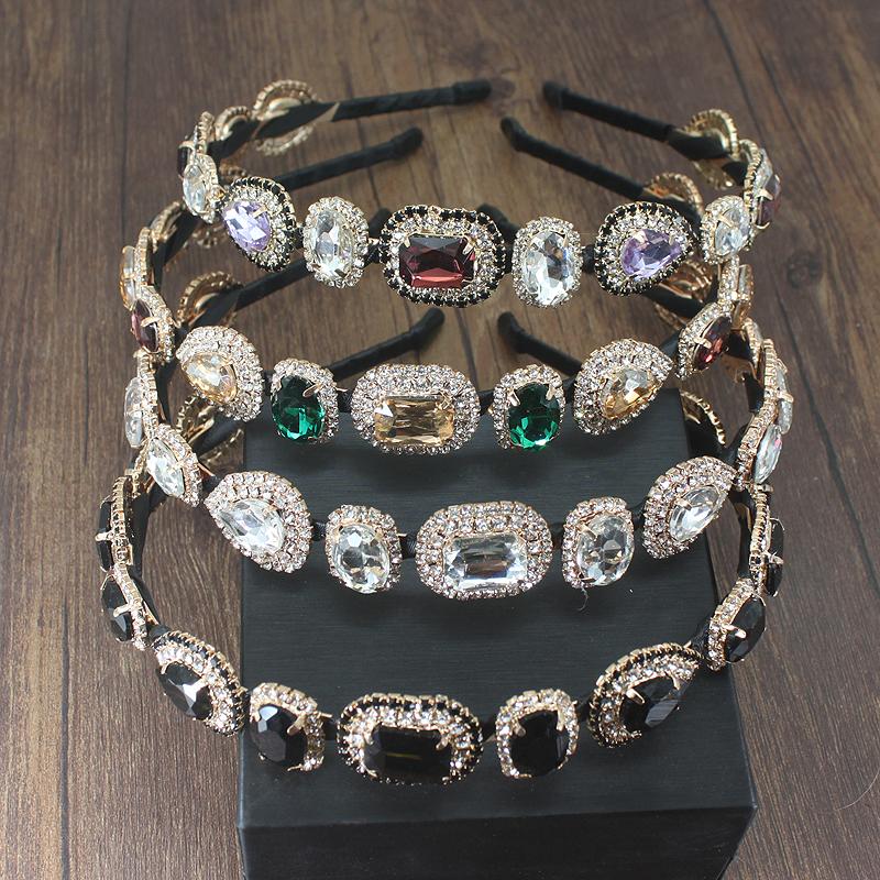 

Hair Clips & Barrettes Elegant Shiny Colorful Crystal Baroque Band For Women Accessories Pearls Rhinestone Crown Flower HeadbandHair