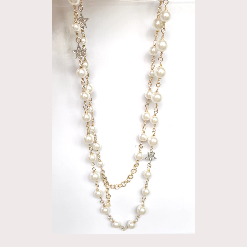 Designer necklace luxury pendant necklaces with letter classic style statement Strands strings elegant pearl chain long double layer sweater jewe-image-773255226
