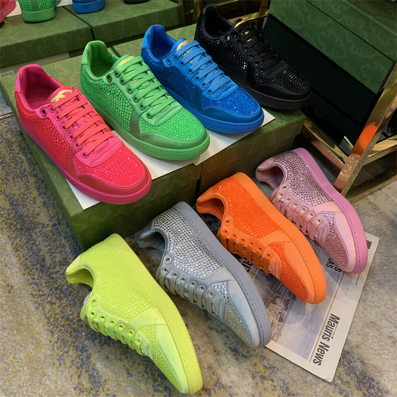 

Diamond studded shiny casual women's shoes daily casual leather breathable flat sole women's single shoes G letter rivet shoes