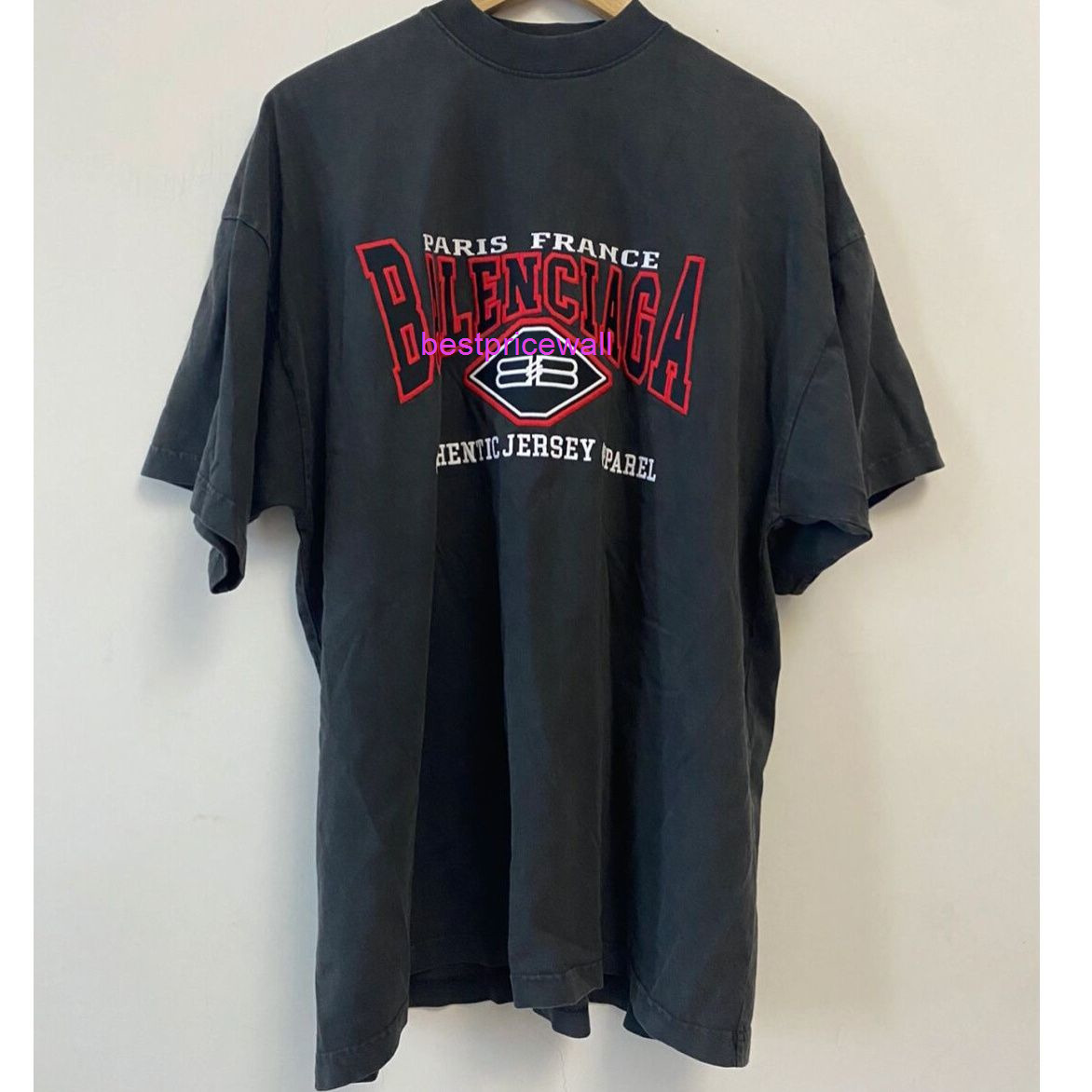 

balencaigass men' t-shirts Issue the correct version of 22ss red letters in stock 150000 stitches heavy 3D embroidery mens and womens short sleeved Tshirt, Beige