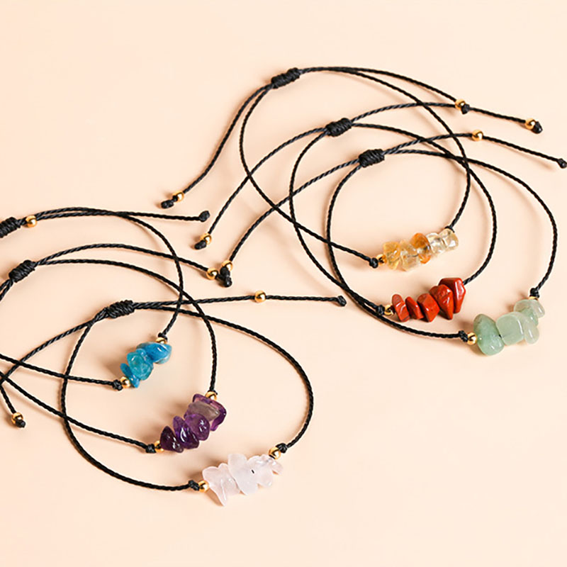 

Natural Stone Gravel Chip Bracelet Red Jasper Green Aventurine Amethyst Adjustable Braided Gemstone Bracelets for Women Summer Fashion Jewelry Gift