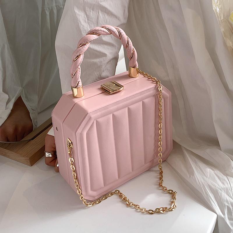 

Evening Bags Fashion Women Box Luxury Designer Pu Leather Handbags And Purses Chic Shoulder Pouch Spring Drop 2022Evening, White