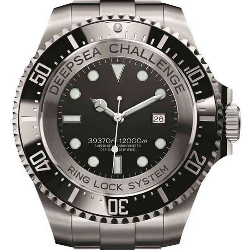 

Mens Watch 43mm Big Challenge Stainless Steel Automatic Mechanical Ceramic Bezel Sapphire Sport Limited Heavy Weight, Black