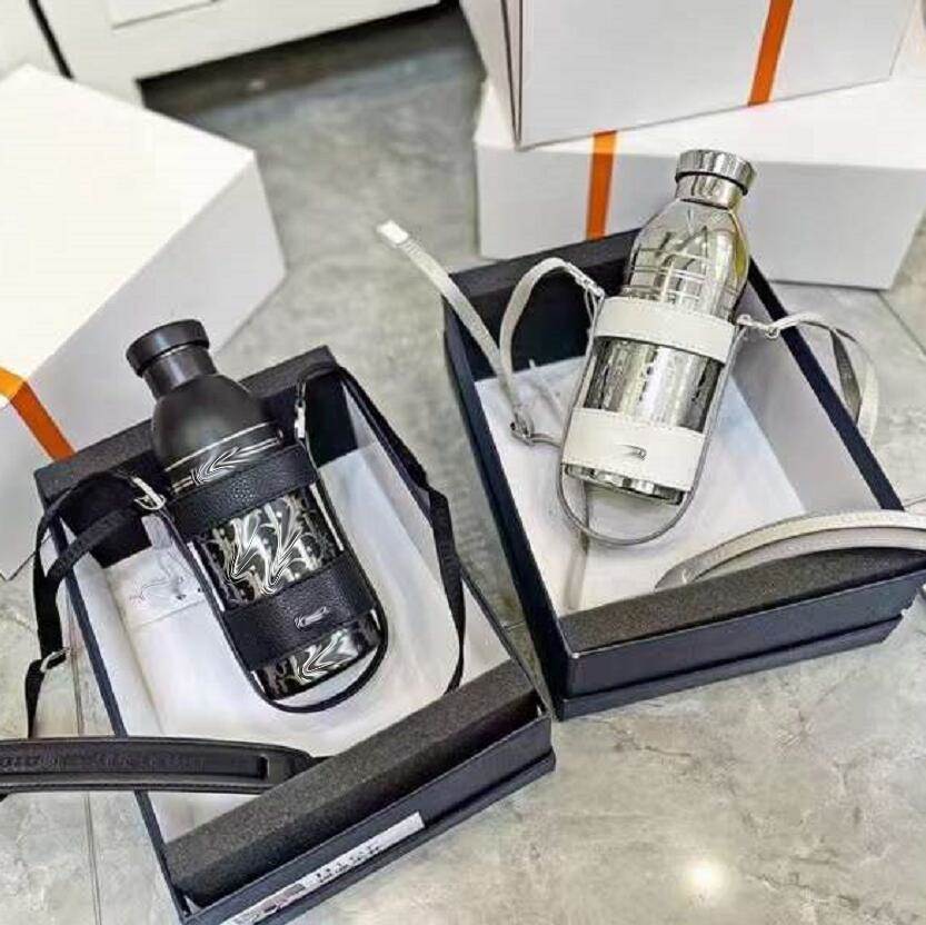 

Designer Simple 460ML Water Bottle Tumbler With Box Thermal Insulation Vacuum Leather Bottle Mugs Cups Kettle KD2383, As picture