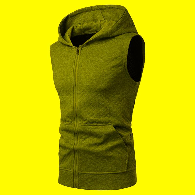 

Men' Tank Tops Men' Casual Plaid Fitness Hooded Zipper Sleeveless Pocket Vest Spandex Tee Shirts Men Cotton Polyester TracksuitMen, Black