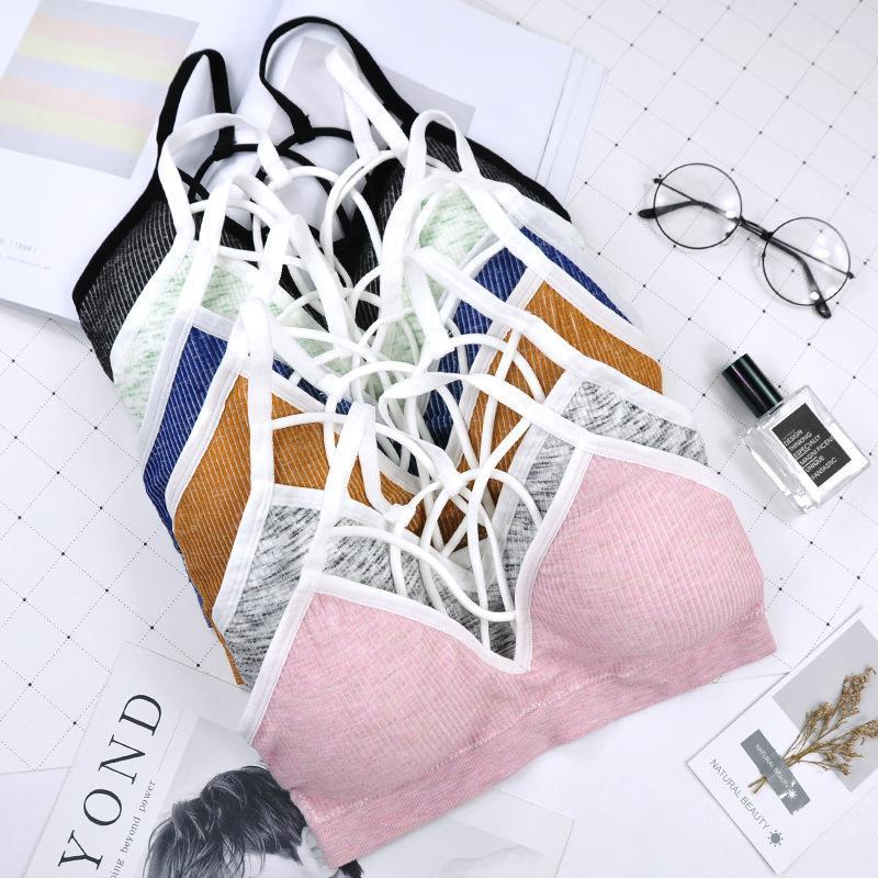 

Bras CHRLEISURE No Rims Underwear Women Gather Fitness Bralette Breathable Stretch Sexy Beauty Back Bra, Black