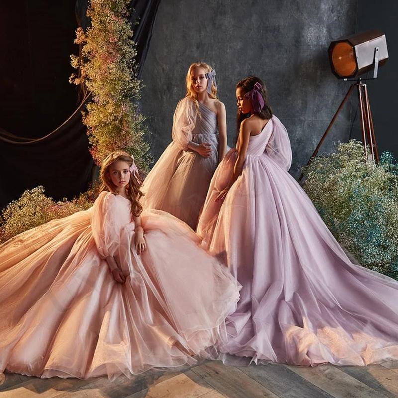 

Girl's Dresses Lilac One Shoulder Lovely Baby Flower Girl Dress Puffy Birthday Wedding Party Costumes First Communion Drop, Black