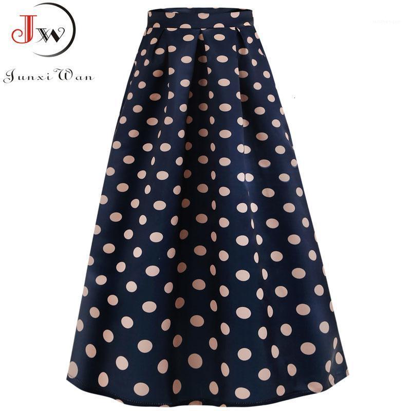 

Skirts Plus Size 3xl Women Summer Long Skirt Black Polka Dot Vintage Robe 2022 High Waist Ankle-length Maxi Jupe Longa, 006