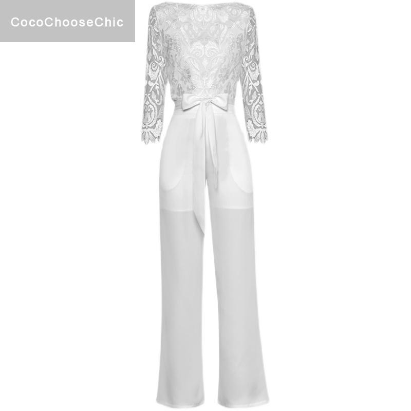 

Women' Two Piece Pants Elegant Suit Designer Women 2022 Fashion Spring Floral Embroidery Lace White Top + Long Trouser Sets Party Set