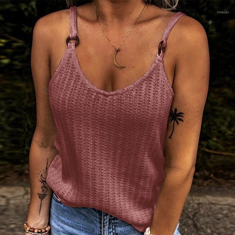 

Women' Blouses & Shirts Tank Top Sexy O-neck Women Sleeveless Pure Color Camisole Knitting Vest Tops Easy Blouse Gothic Clothes Vetement Fe, Gray