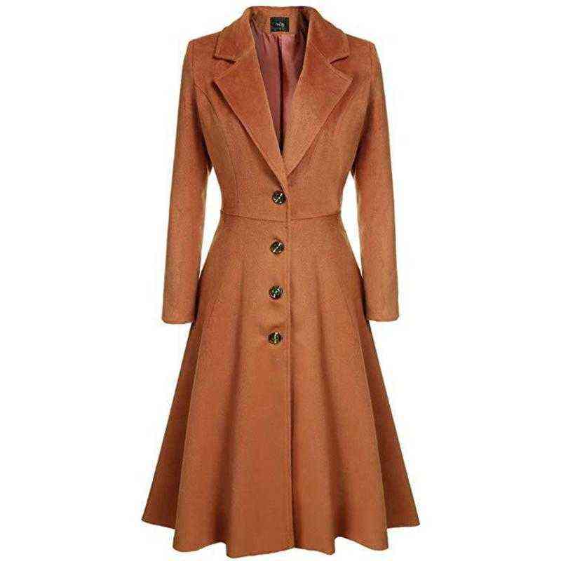 

Women's Trench Coats Winter Wool Coat Women Fashion Long Plus Size Casual Office Outerwear Pleated Autumn Vintage Female Overcoats 2021 T220811, Beige