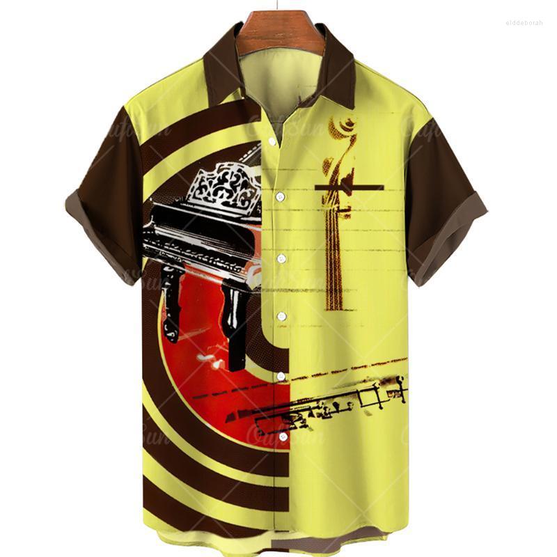 

Men's Casual Shirts Shirt Men's Short Sleeve Music Print Hawaiian Style Loose Printed Summer Beach TopMen's Eldd22, Zm-2677