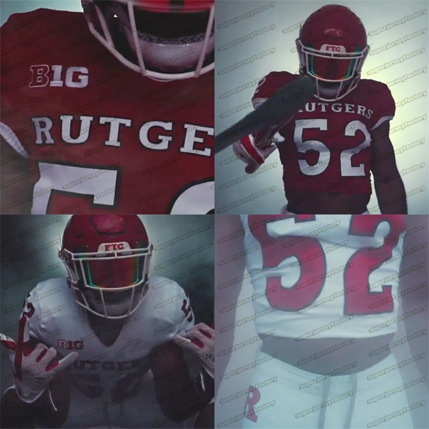 

A3740 Rutgers Scarlet Knights 2020 New Uniform Nick Brooks Geo Baker Caleb McConnell Akwasi Yeboah Ron Harper Jr. Johnson NCAA Football Jersey, White youth s-xl