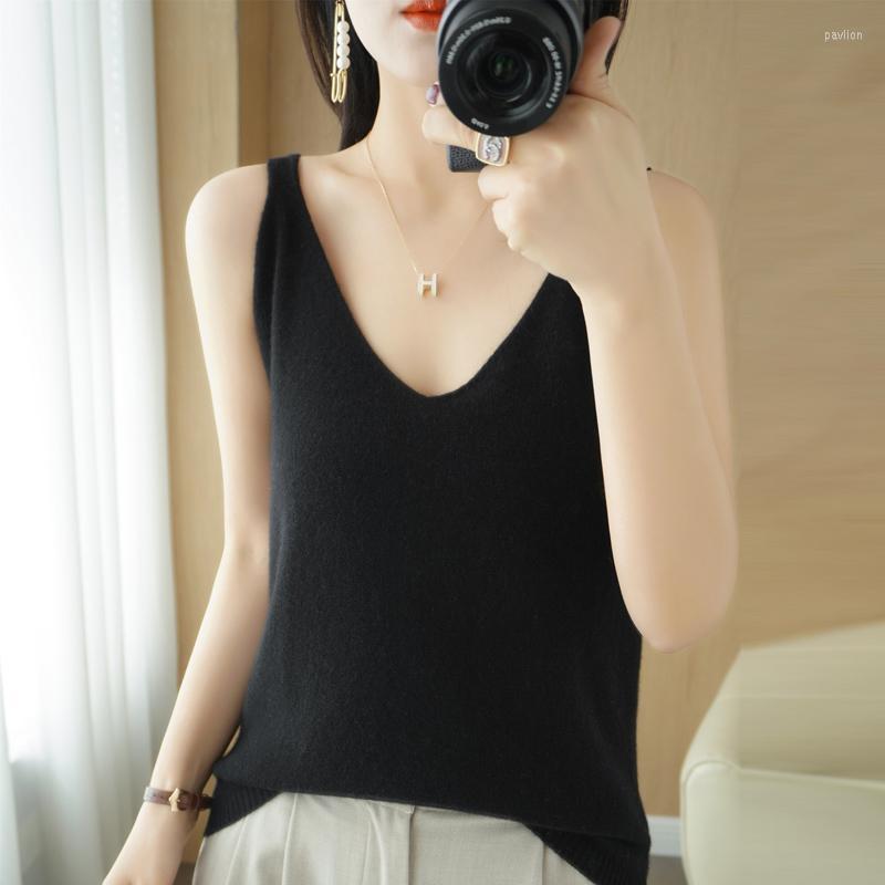 

Women's Tanks & Camis Explosive V-Neck Boutique All-Match Small Vest Solid Color Temperament Self-Cultivation Bottoming Sling Knitting Needl, Gray