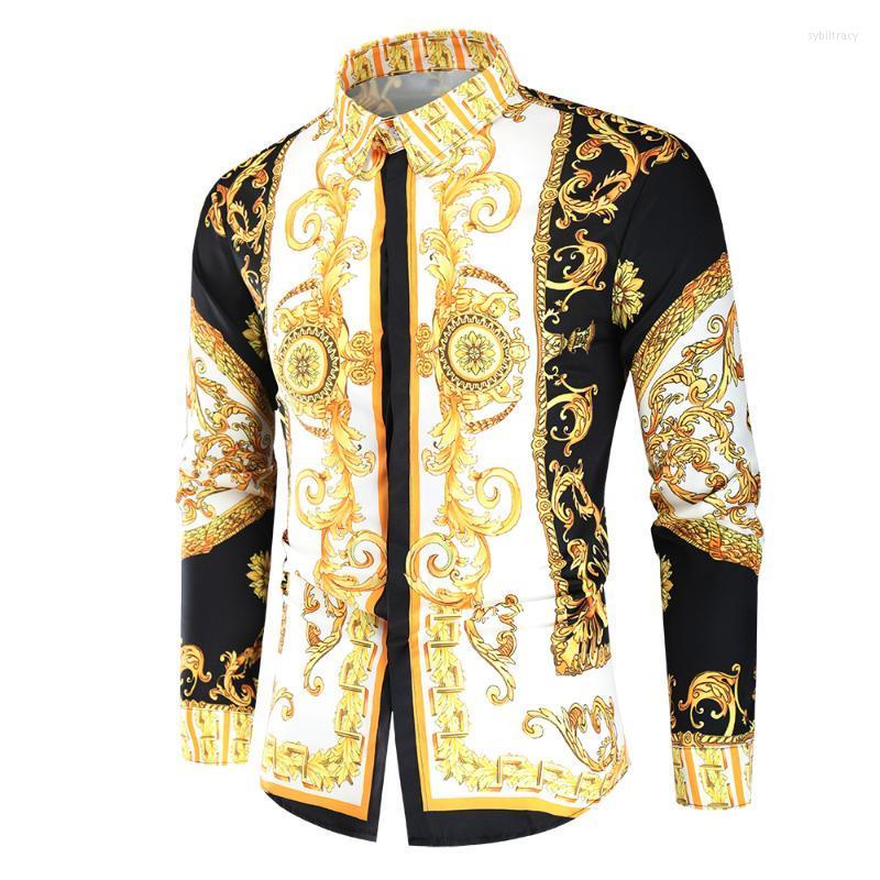 

Men's Dress Shirts Mens Luxury Royal 2022 High Quality Fashion Casual Slim Fit Long Sleeves Printed Thin Prom Party ClothingMen's Sybi22, Green
