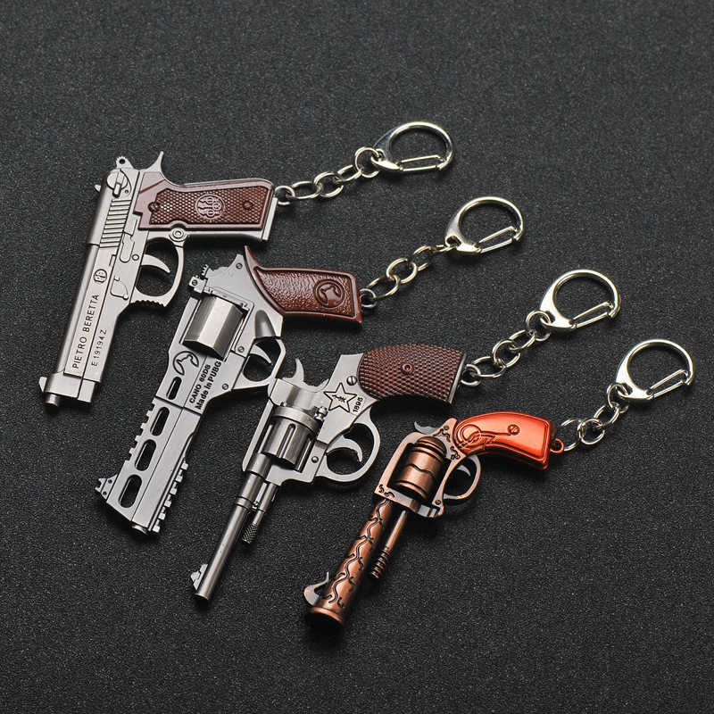 

Keychains Military Personality Mini Gun Keyrings for Charm Men Car Bag Pistol Pendant Tactical Metal Accessories Gifts Boyfriend
