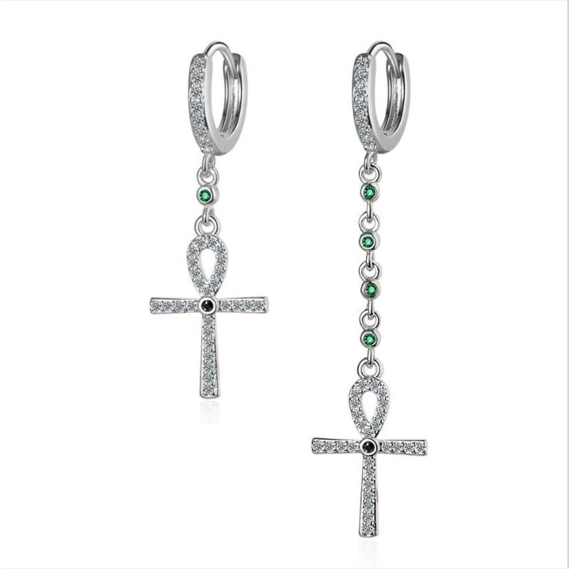 

Dangle & Chandelier Trendy Gold Cross Earrings For Women Jewelry Top Quality Silver Plated Girl Drop Crystal Shiny Accessories Earring Lady