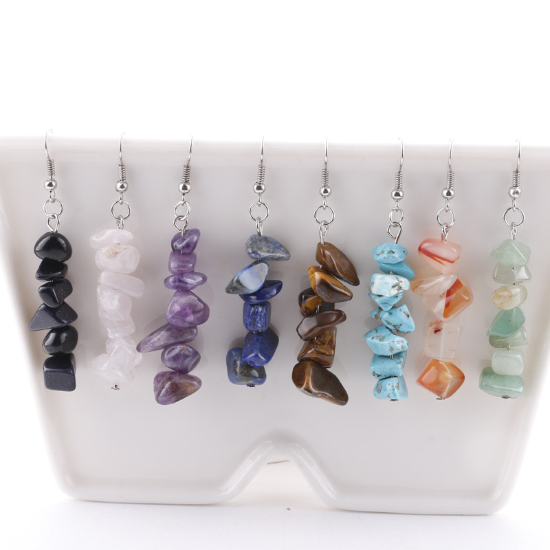 

Natural Stone Quartz Water Drop Dangle Earrings for Women Healing Jewelry 9 colors