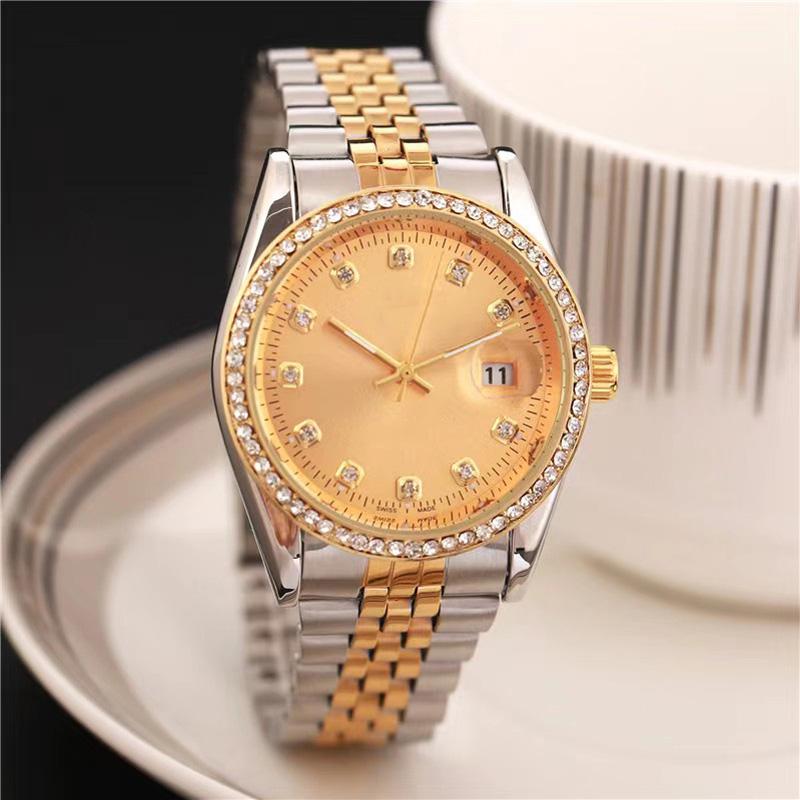 

Top Brand Watches Fashion Women Ladies Girl Crystal Style Dial Metal Steel Band Quartz Luxury Wrist Watch X195, Gold silver white
