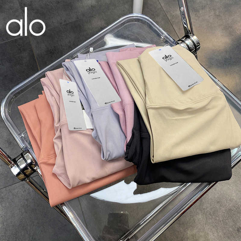 

Alo Yoga Outfits Leggings Double Sided Brushed Seamless Nude High Waist Nylon Fitness Pants Running Sports Yoga Clothes, Black