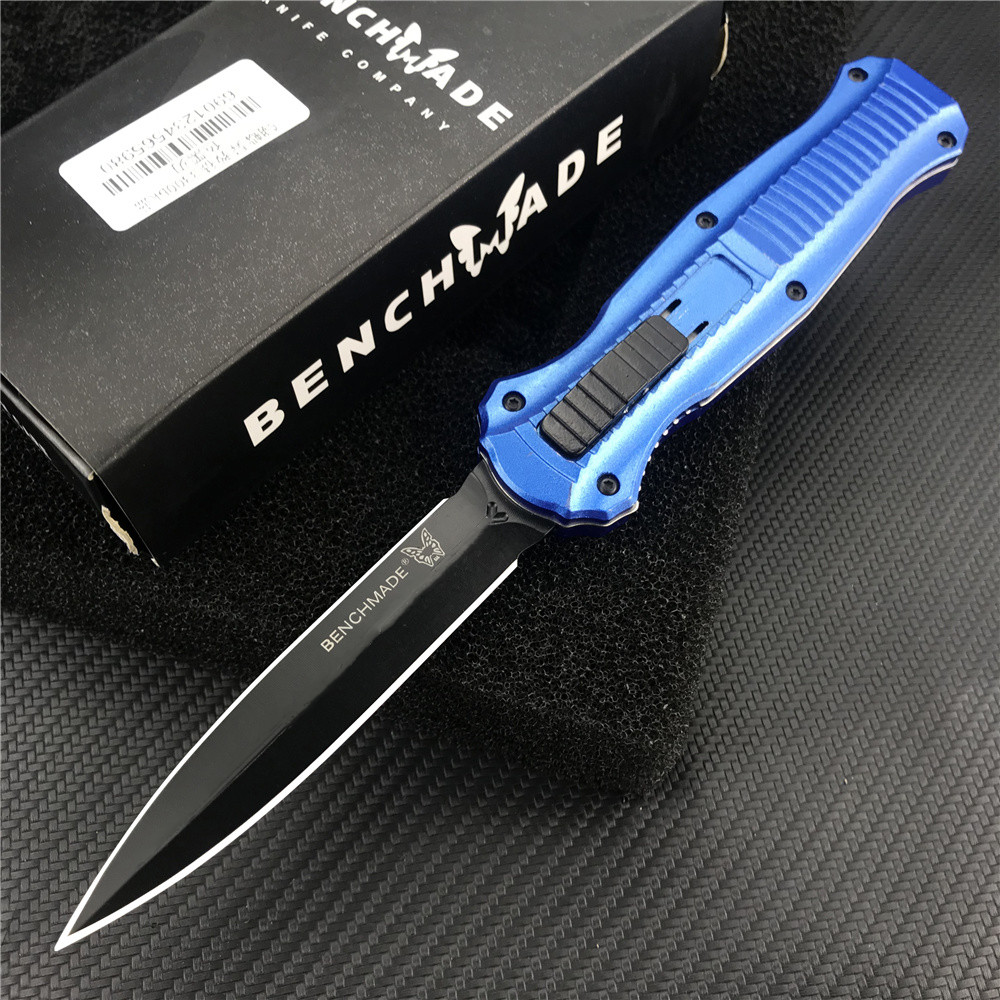 

blue Aluminum handles Benchmade 3300BK-2001 Infi/del straight out automatic knife Black DLC Coating Blade tactical survival hunting EDC knives BM 3300 535 9400