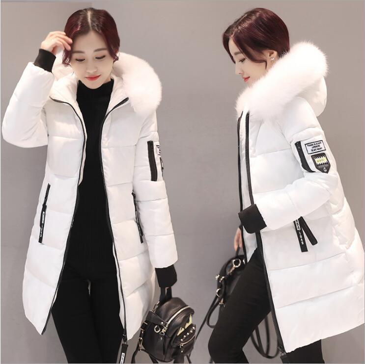 

Women's Trench Coats 2022 Women Hooded Warm Wadded Coat Winter Jackets Big Fur Collar Slim Mid-Long Fashion Thick Down Cotton Parka Female, Black