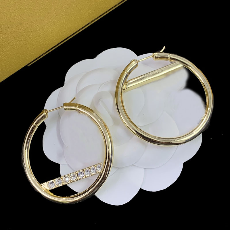 

925 Silver Earrings For Women Gold Hoop Earring Designer Diamond Jewelry Charm Hoops Classic Letter F Dangle Valentine Day Gift 2207115XQ