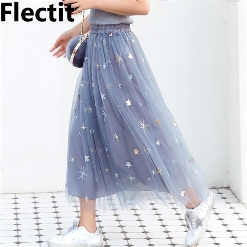 

Flectit Women Glitter Sequined Stars Tulle Skirt Women Sheer Mesh Midi Length Tutu Skirt Ladies Skirts Y200326, Dusty blue