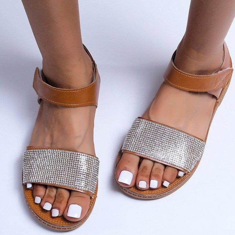 

Sandals Ankle Strap Buckle Platform Open Toe Ladies Shoes Fashion Rhinestones Summer Thick Bottom Hollow Women SandalsSandals, Black