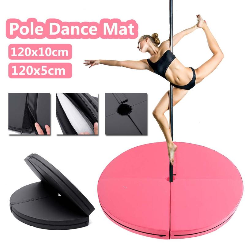 

Yoga Mats 120x10cm PU Pole Dance Mat Skid-proof Fitness Waterproof Thickened Round Exercise Folding Safety Gym MatYoga, Pink