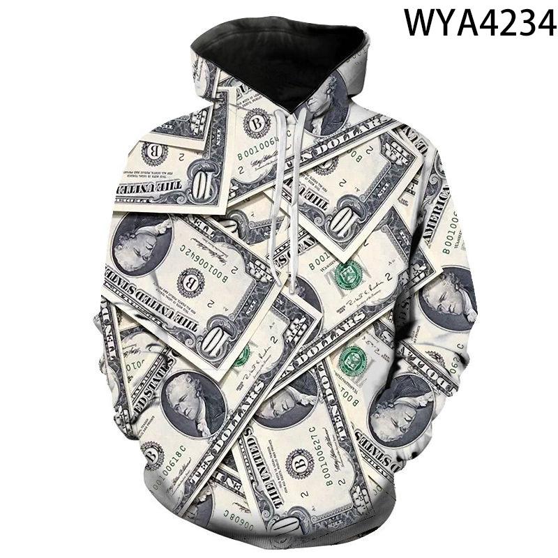 

Men's Hoodies & Sweatshirts USD U.S. Dollar Bills Money Men Women Children 3D Printed Streetwear Boy Girl Kids TopsMen's, Wya4236