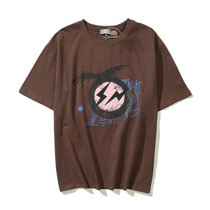 

Men's T-Shirts Harajuku Catcus Jack Fragment Ligntning Print Cotton Summer Tshirts Men And Women Short Sleeve Oversized Loose TeesMen's, Black