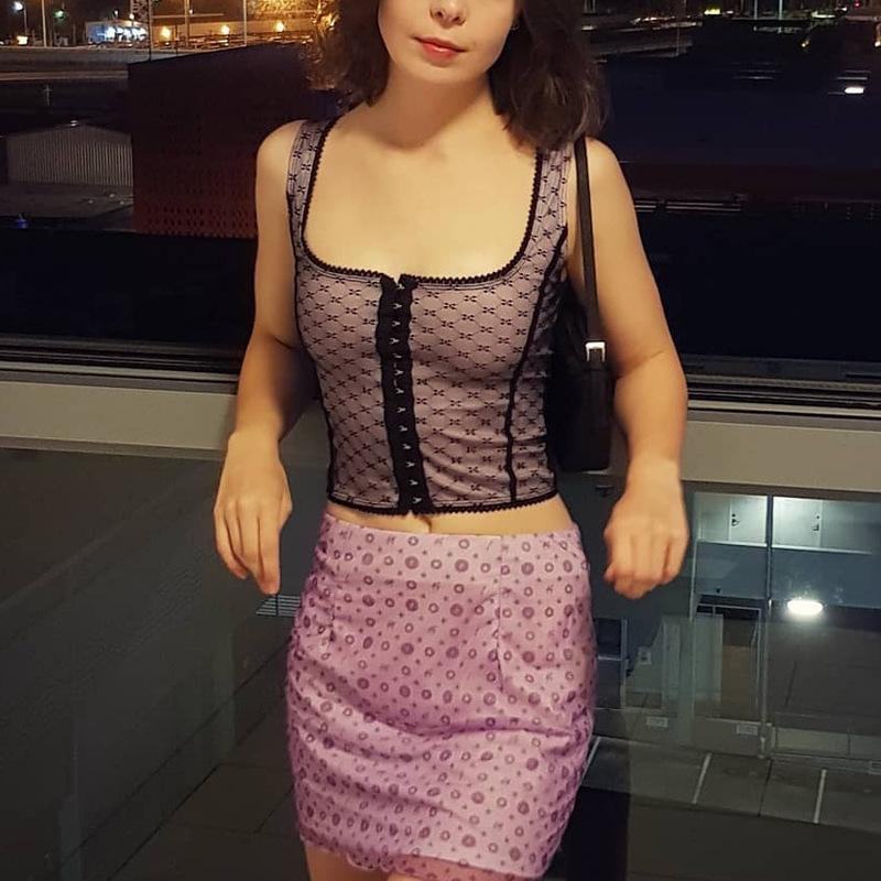 

Women' Tanks & Camis Sexy Mesh Polka Dot Print Breasted Slash Neck Crop Top 2022 Summer Women Sleeveless Camisole Female Streetwear TshirtW, Purple