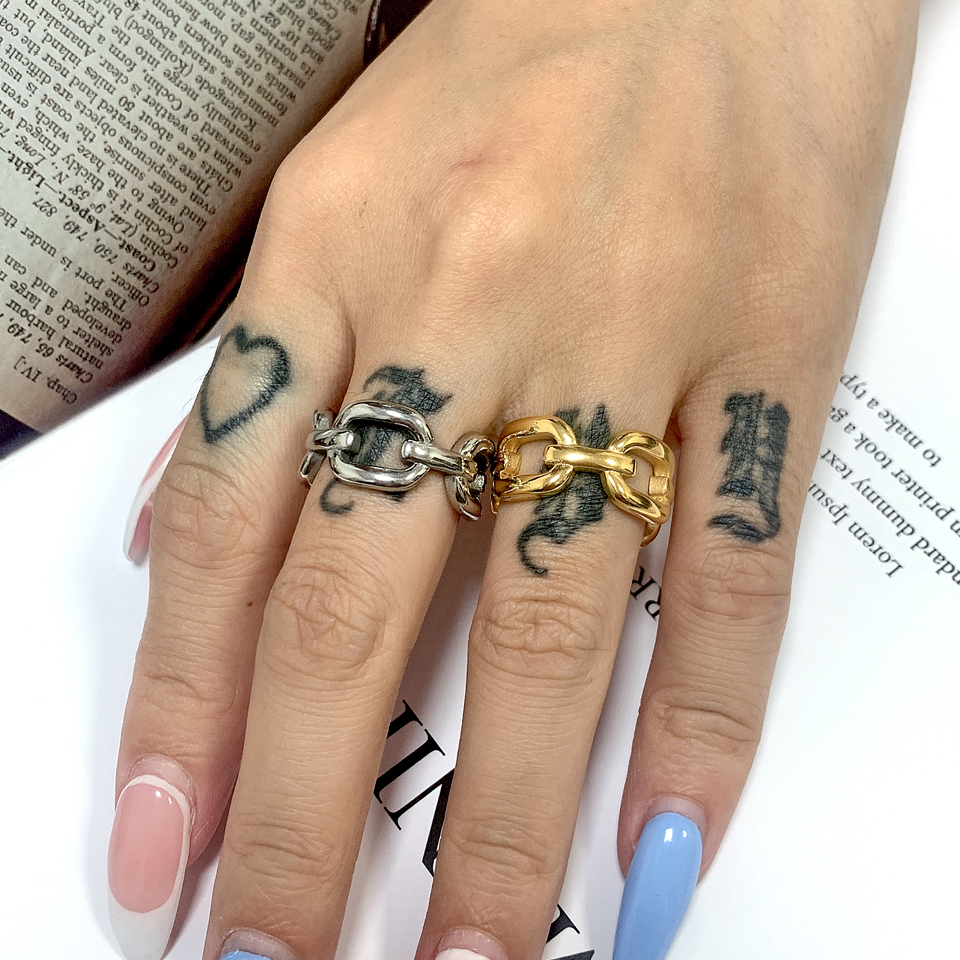 New Stainless Steel Geometry Lover Ring Fashion Trend Wild Casual Couple Men And Women Do Not Fade Promise Ring Accessories With Jewelry Pouches-image-756933657
