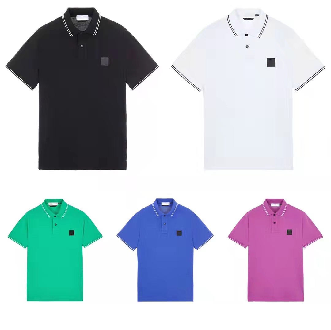 

Men's Polo Shirts for Men Women Adult Tee Designer Shirt for Couple Embroidered Compass Label Cotton Short Sleeve Lapel Spring Summer, Blue