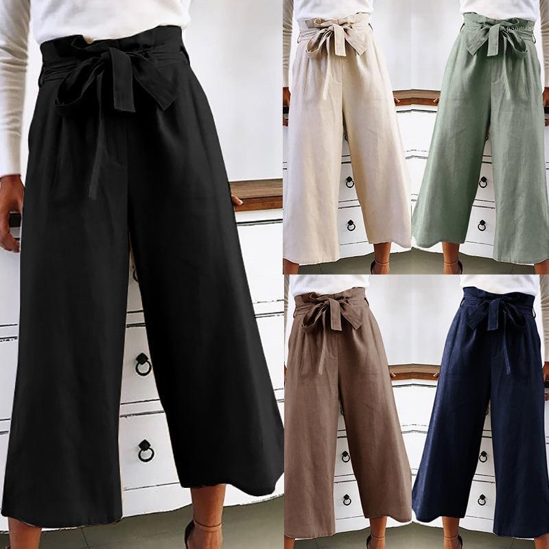 

Women' Pants & Capris Plus Size Bow Tie Wide Leg High Waist Women Sashes Belt Solid Lace Up Ankle-length Female 2022 Fall Loose Ladies Trou, Beige