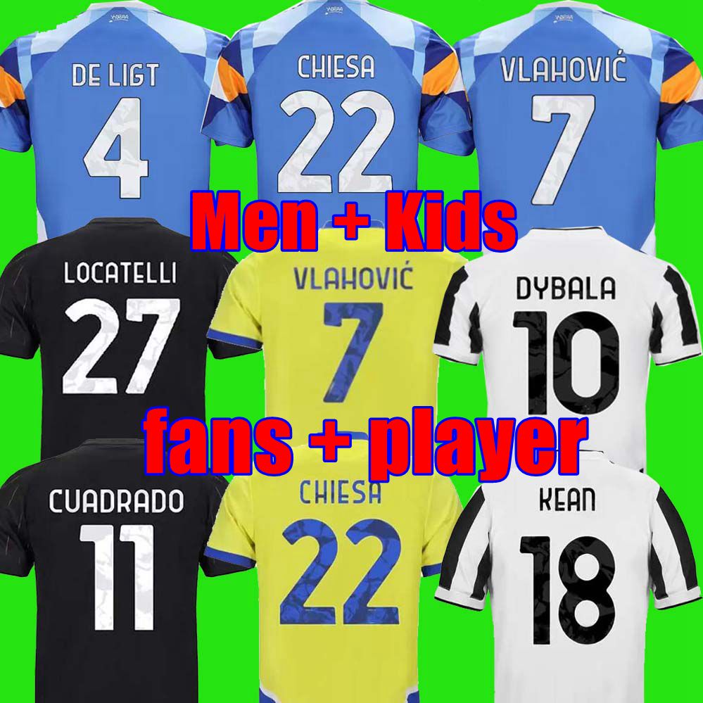 

fans players 21 22 VLAHOVIC FOURTH KIT soccer jerseys 2021 2022 DYBALA MORATA CHIESA McKENNIE LOCATELLI football shirts bonucci 4th Kits Men Kids sets CUADRADO, Home aldult