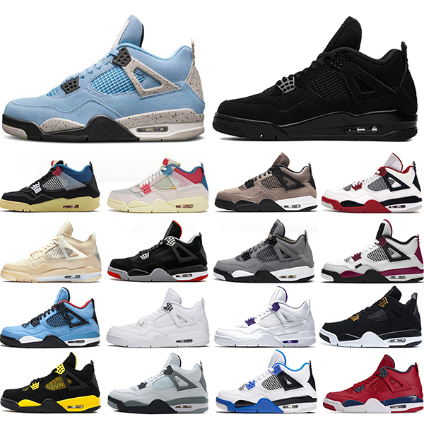 

New Arrival Jumpman 4 4s Basketball Shoes University BlueFire Red Black Cat Cool Grey Bred White Cement Mens Designer Trainers Sports Sneakers, #2 fire red