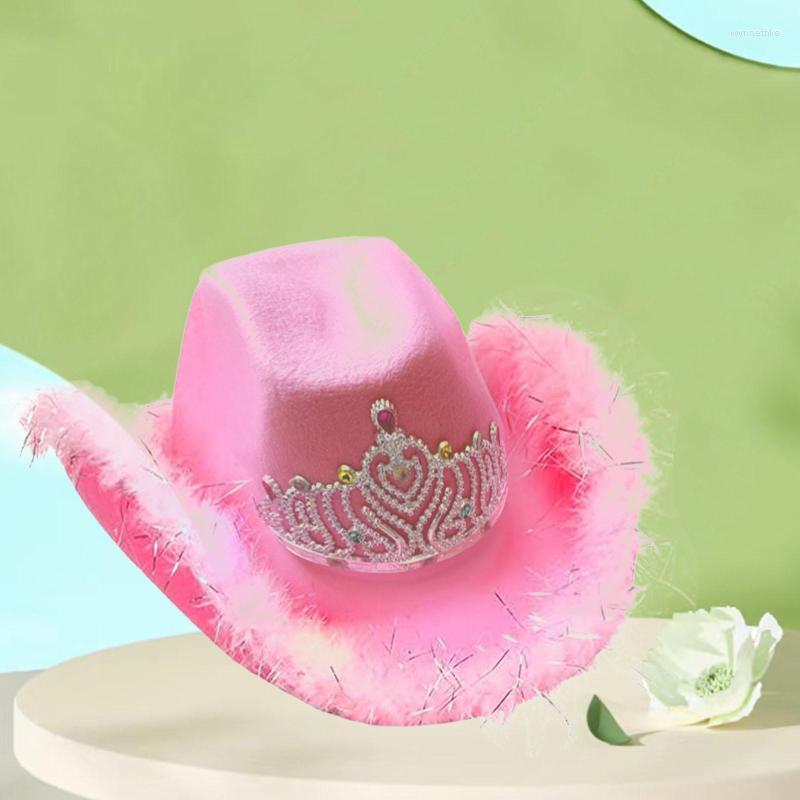 

Berets Cowboy Cowgirl Ht With Tir  Fits Most Rolled Fedor Cps For Prty Pretend Ply Ldies Girls Nd Children SuppliesBerets, Pink