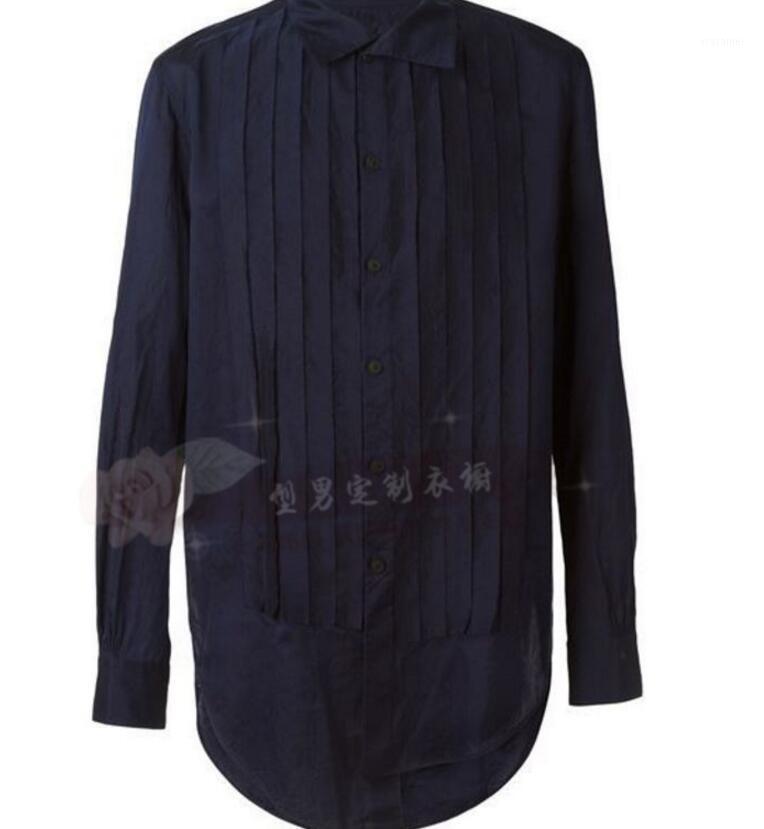 

S-4XL / Spring Men's Fashion Personality Asymmetric Shirt Large Top Casual Shirts, Black