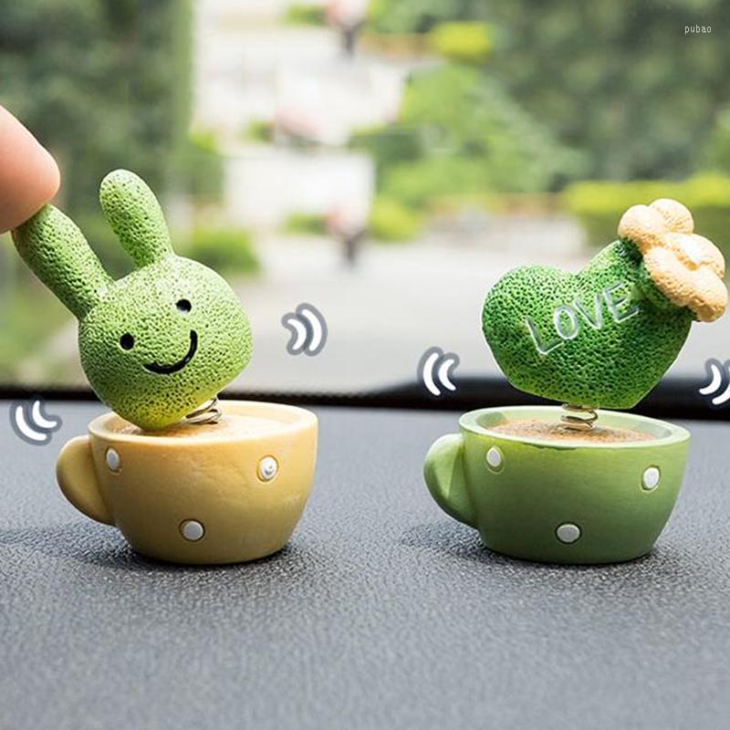 Décorations d'intérieur Tête Mobile Cactus Accessoires De Voiture Décoration De Bureau À La Maison Gâteau Dessert DécorationIntérieur