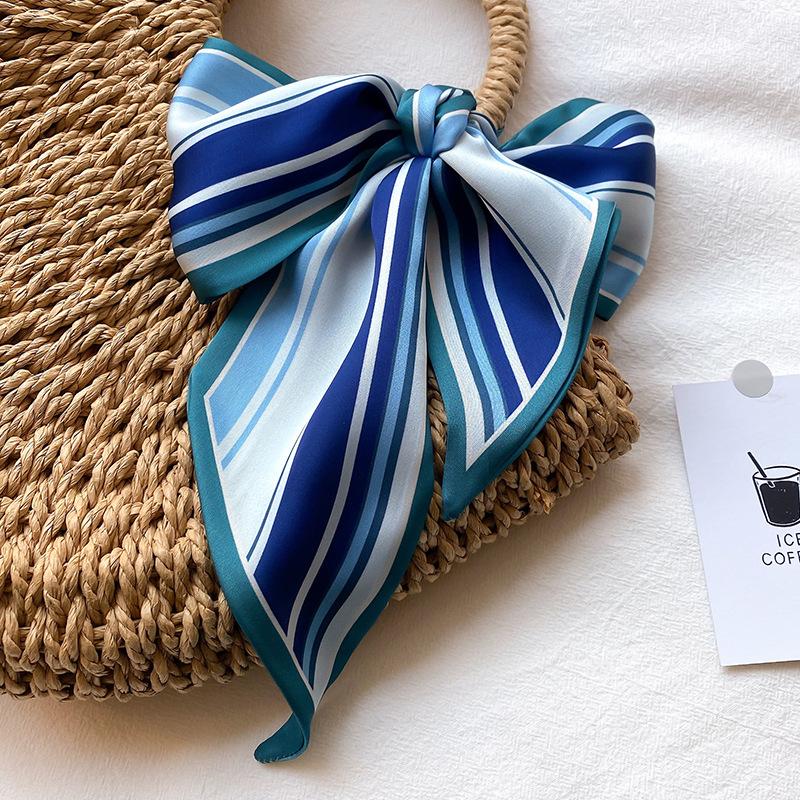 

Scarves Spain Silk Scarf Women Blue Striped Line Long Thin Office Lady Shawl Bandana Muslim Hijab Bag Dress Foulard 100 10cmScarves