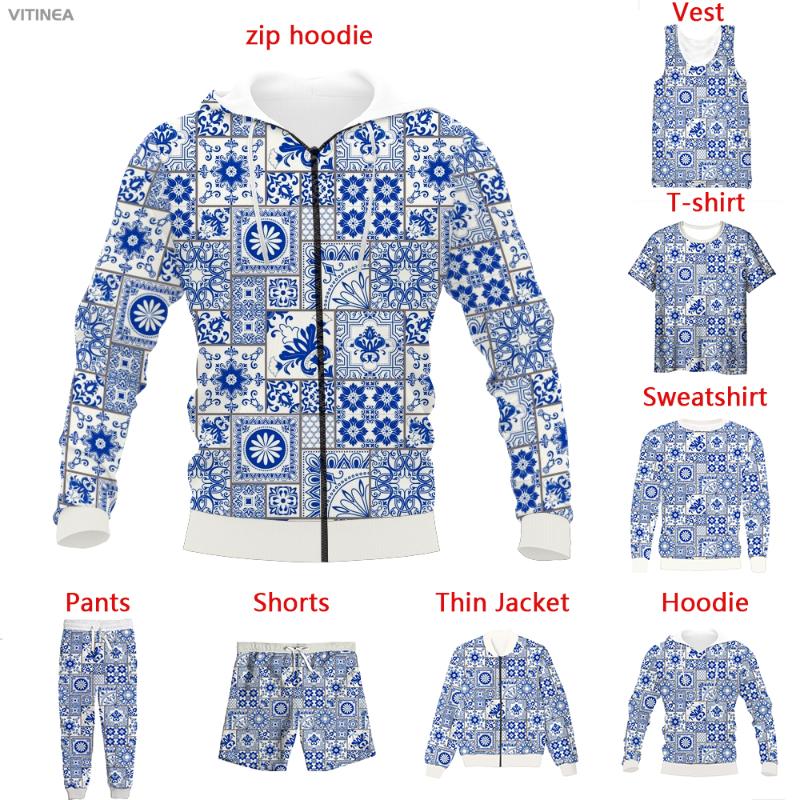 

Men' Tracksuits Vitinea 3D Print Paisley Victorian T-shirt/Sweatshirt/Zip Hoodies/Thin Jacket/Pants Four Seasons Casual A2424Men, Vest