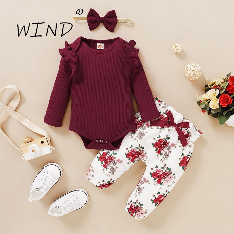 

Clothing Sets Wind Baby Girls Clothes Set Childern Shirt Pants Toddler Outfits Infant Pullover Born Tops Solid Color Kids Autumn Spring, Yellow